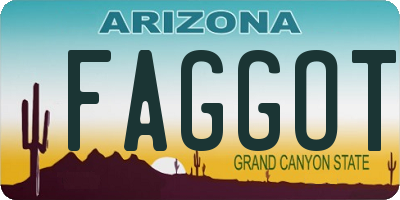 AZ license plate FAGGOT