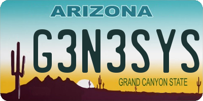 AZ license plate G3N3SYS