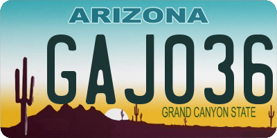 AZ license plate GAJ036