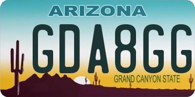 AZ license plate GDA8GG