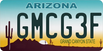 AZ license plate GMCG3F