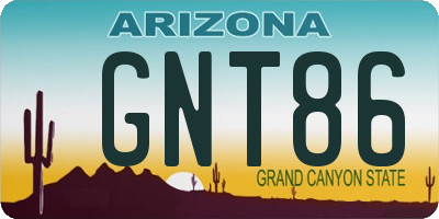 AZ license plate GNT86