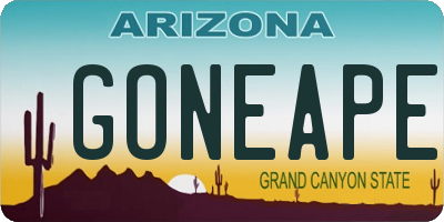 AZ license plate GONEAPE