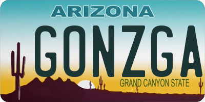 AZ license plate GONZGA