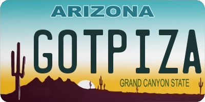 AZ license plate GOTPIZA