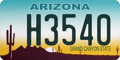 AZ license plate H3540