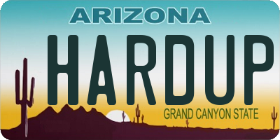 AZ license plate HARDUP