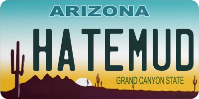 AZ license plate HATEMUD