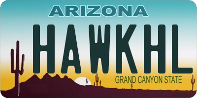 AZ license plate HAWKHL