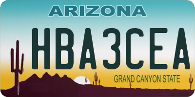 AZ license plate HBA3CEA