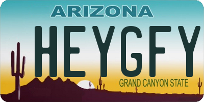 AZ license plate HEYGFY