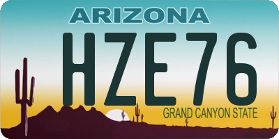 AZ license plate HZE76