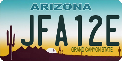 AZ license plate JFA12E