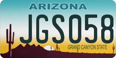 AZ license plate JGS058