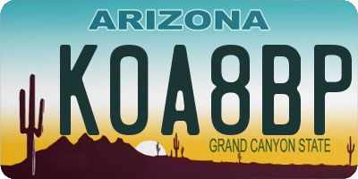 AZ license plate K0A8BP