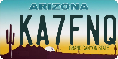 AZ license plate KA7FNQ