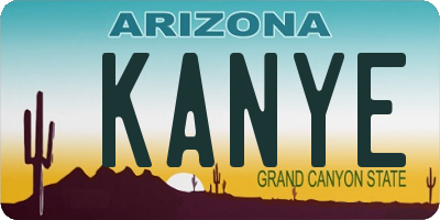 AZ license plate KANYE