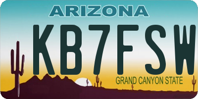 AZ license plate KB7FSW