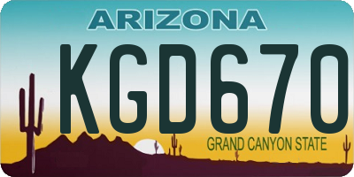 AZ license plate KGD670