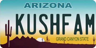 AZ license plate KUSHFAM