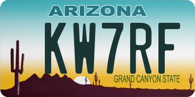 AZ license plate KW7RF