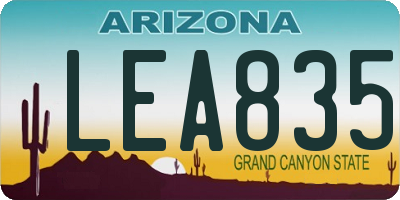 AZ license plate LEA835