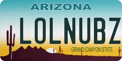 AZ license plate LOLNUBZ