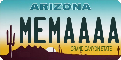 AZ license plate MEMAAAA