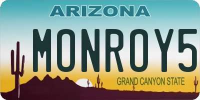 AZ license plate MONROY5