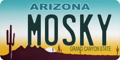 AZ license plate MOSKY