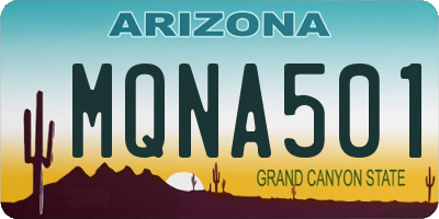 AZ license plate MQNA501