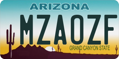 AZ license plate MZAOZF