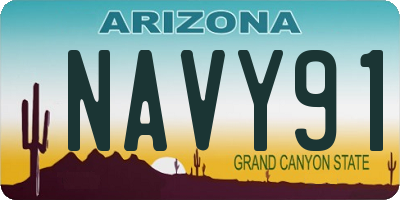 AZ license plate NAVY91