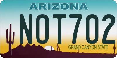 AZ license plate NOT702