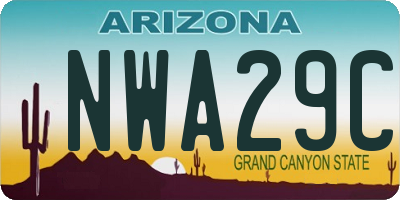 AZ license plate NWA29C