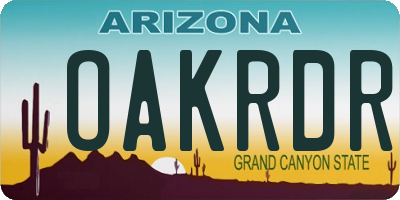 AZ license plate OAKRDR