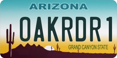 AZ license plate OAKRDR1