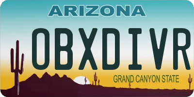 AZ license plate OBXDIVR