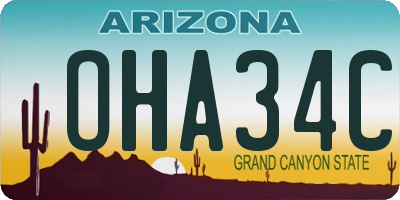 AZ license plate OHA34C