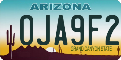 AZ license plate OJA9F2