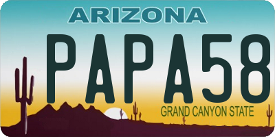 AZ license plate PAPA58