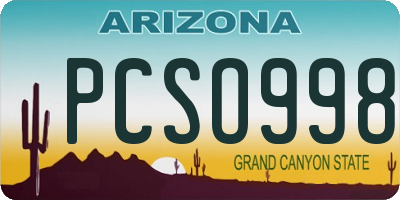 AZ license plate PCSO998