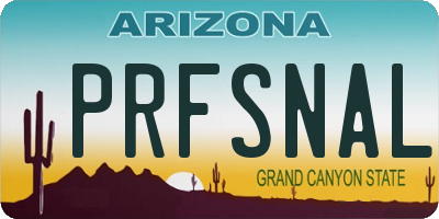AZ license plate PRFSNAL