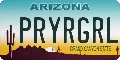 AZ license plate PRYRGRL