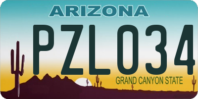 AZ license plate PZL034