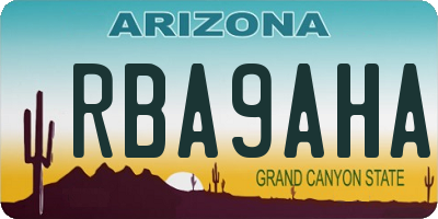 AZ license plate RBA9AHA