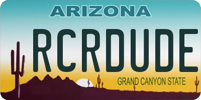 AZ license plate RCRDUDE