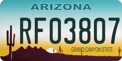 AZ license plate RF03807