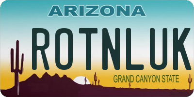 AZ license plate ROTNLUK