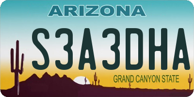AZ license plate S3A3DHA